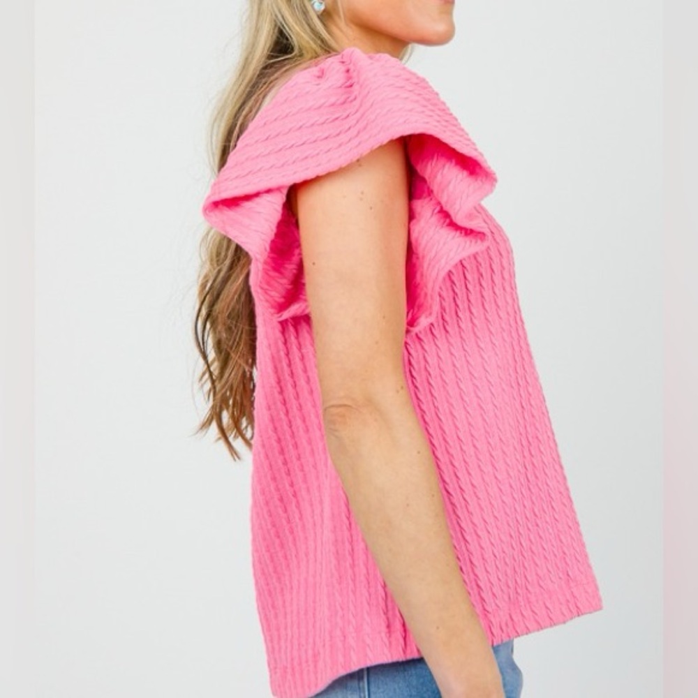 Cable Texture Flutter Blouse - Picture 3 of 10